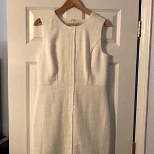 Ann Taylor white tweed fringe sheath dress
